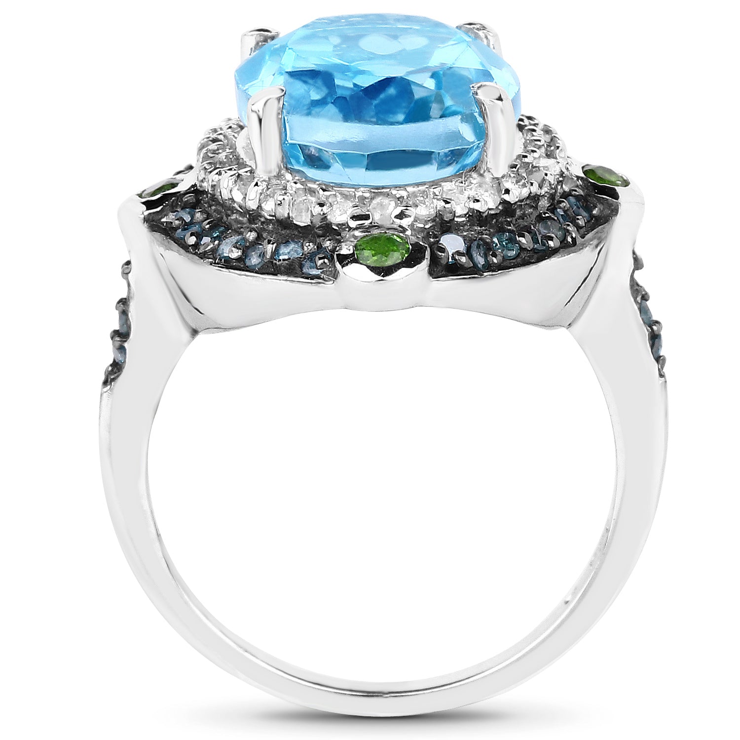 5.84 Carat Genuine Multi Stones .925 Sterling Silver Ring