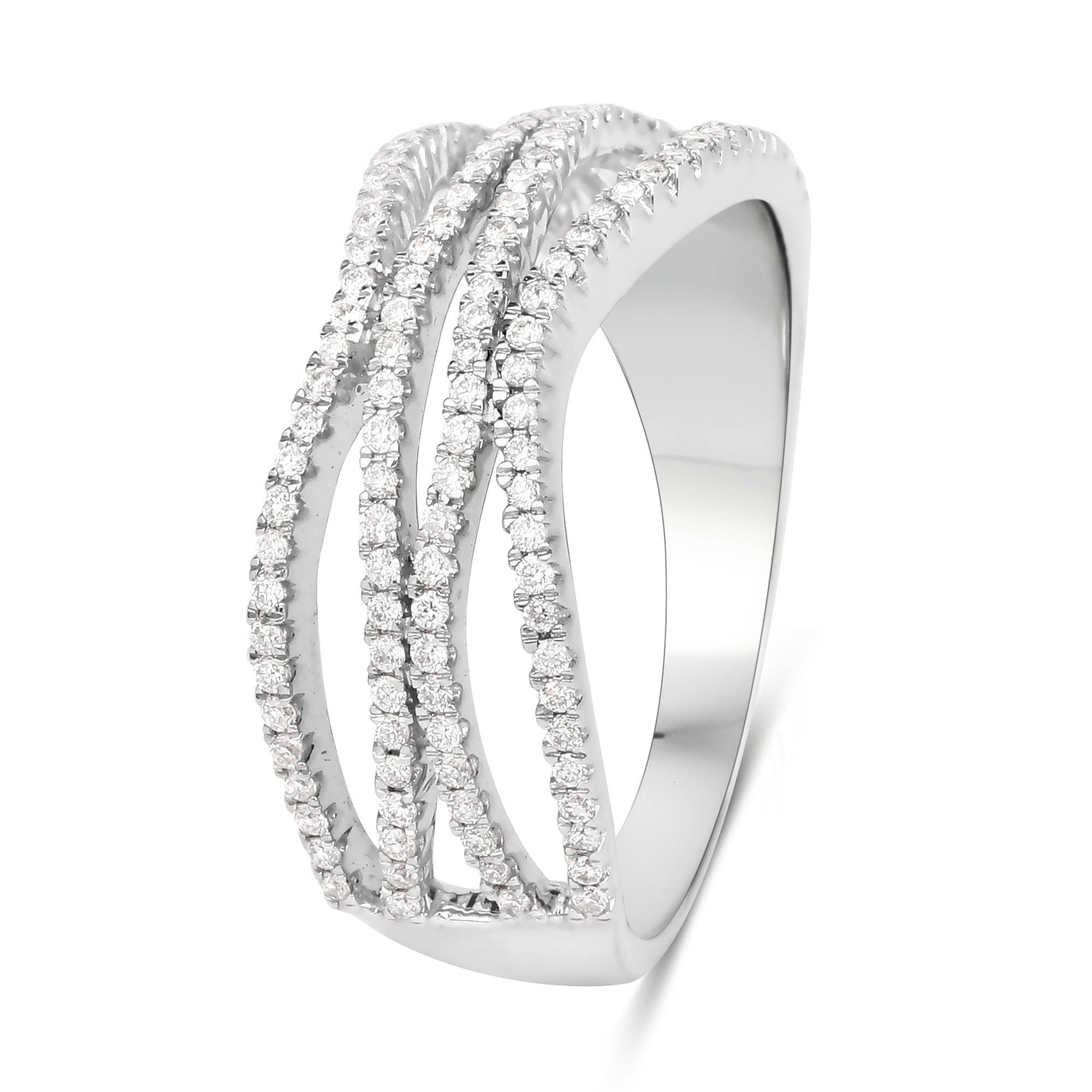 0.46 Carat Genuine White Diamond 14K White Gold Ring (F-G Color, SI Clarity)