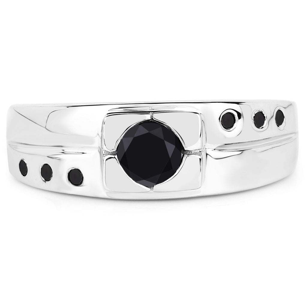0.56 Carat Genuine Black Diamond .925 Sterling Silver Ring