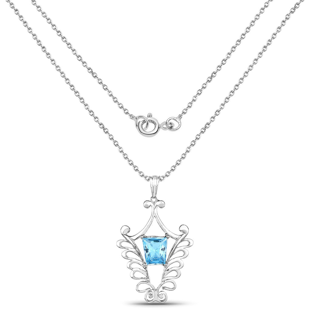 5.68 Carat Genuine Swiss Blue Topaz .925 Sterling Silver Pendant