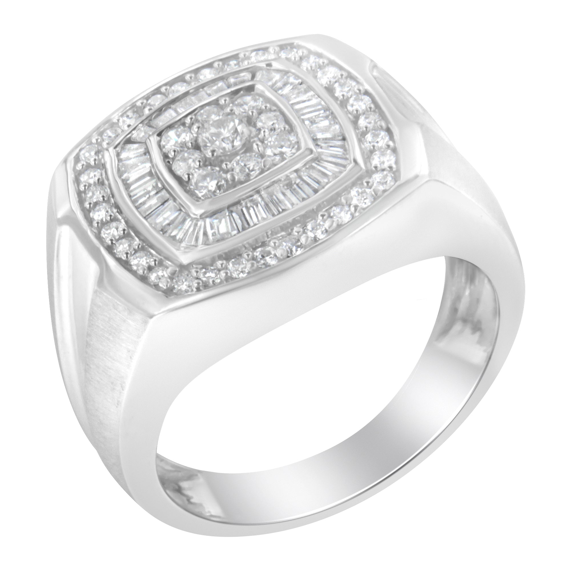 14K White Gold Men's 1 CTTW Diamond Band Ring