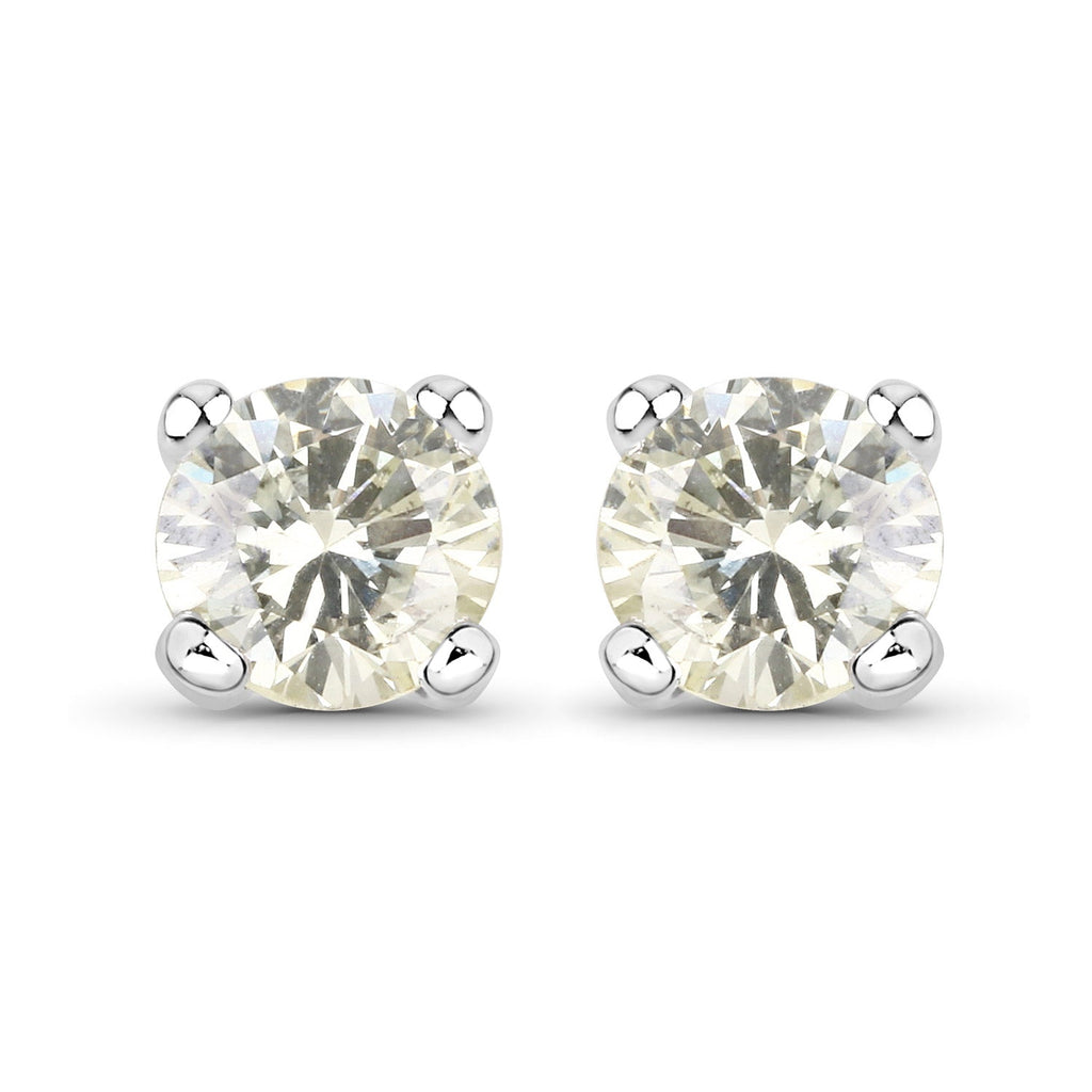 0.71 Carat Genuine White Diamond 14K White Gold Earrings