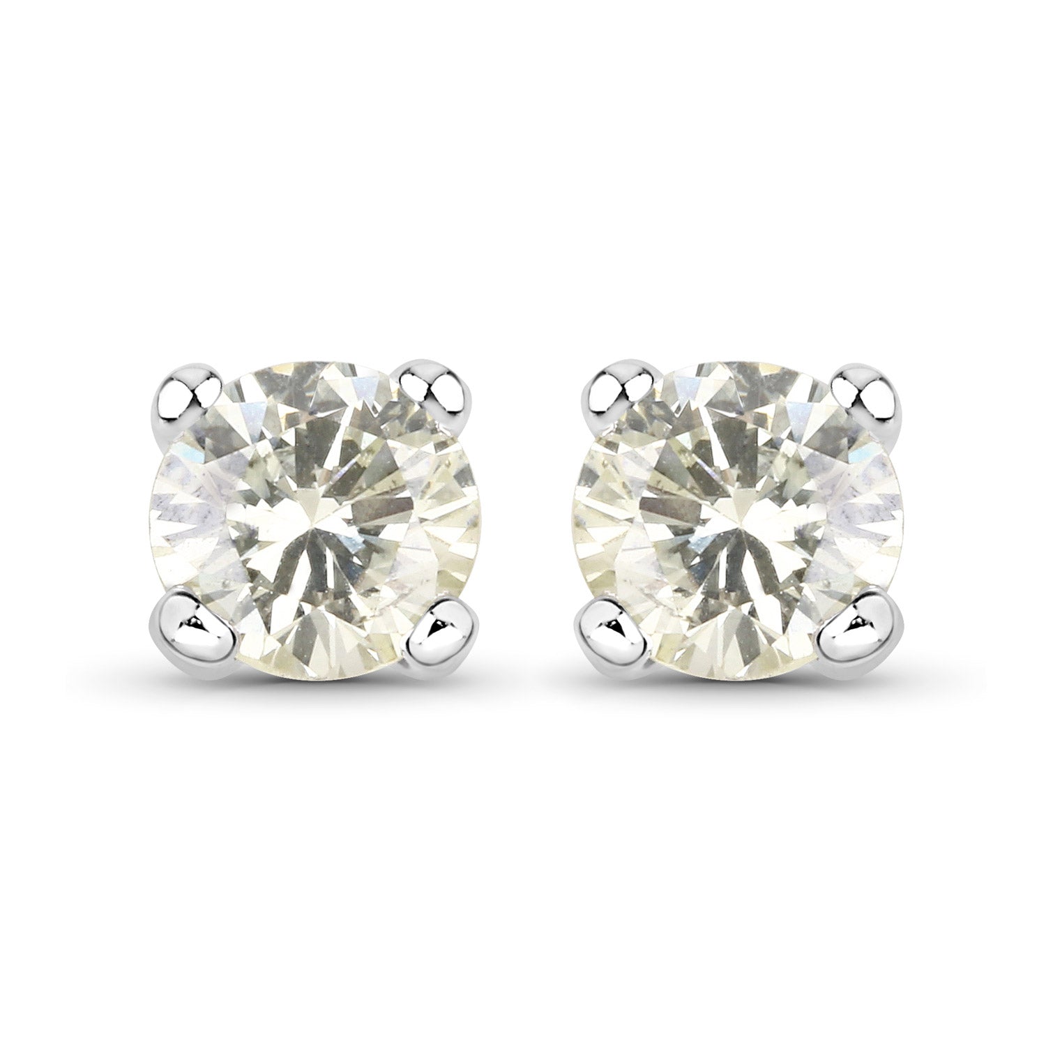 0.71 Carat Genuine White Diamond 14K White Gold Earrings