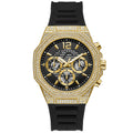 Guess Men's Momentum Black Gold Tone Multi-function