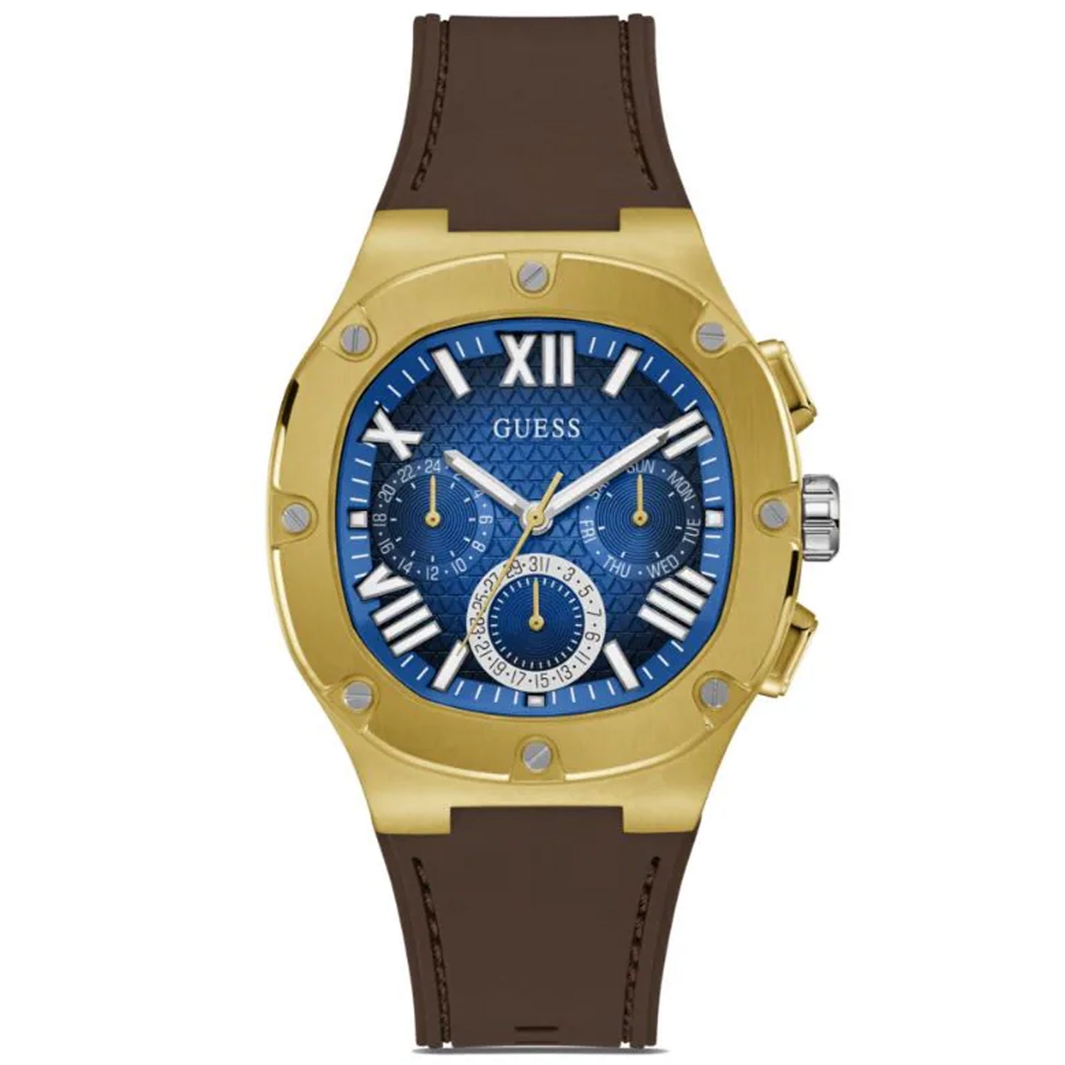 Guess Men's Brown Gold Tone Multi-function