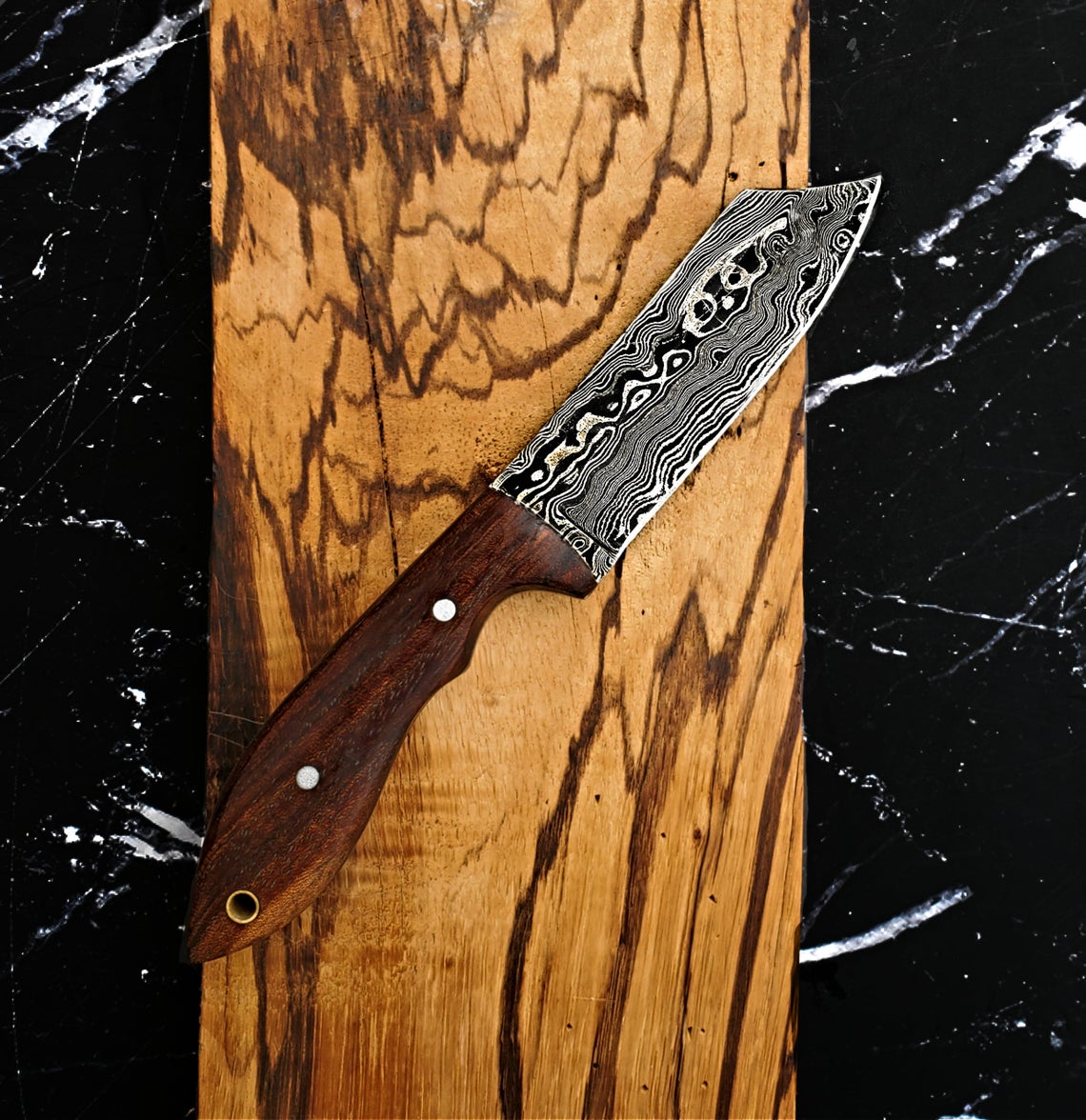 Hand forged Damacus steel/ seax-style blade/ bushcraft knives / camping gear