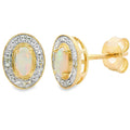 Genuine .55ct Opal Diamond Earrings 10KT Yellow Gold