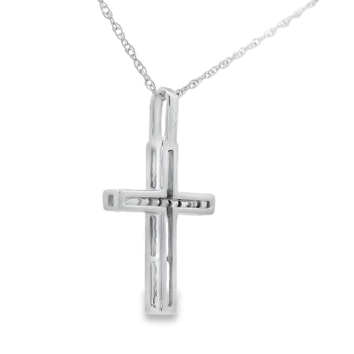 .07ct Diamond Cross Religious Pendant 10KT White Gold