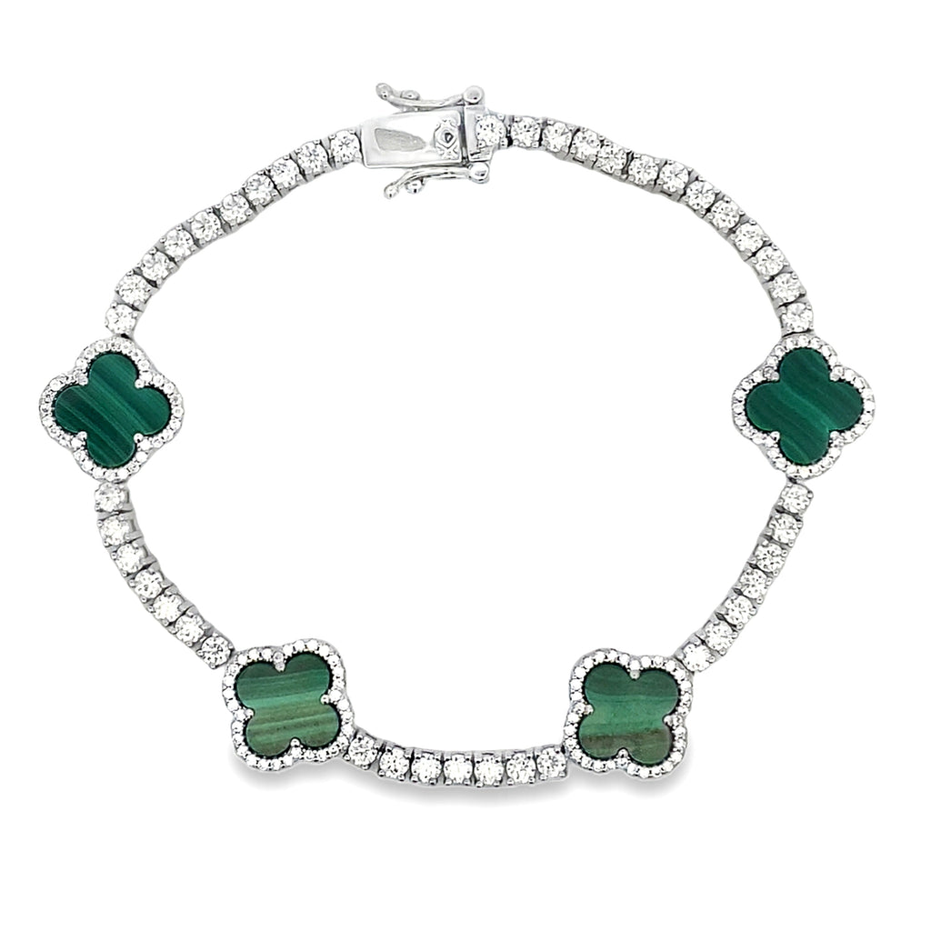 Moissanite Malachite Tennis Bracelet Sterling Silver