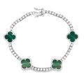 Moissanite Malachite Tennis Bracelet Sterling Silver
