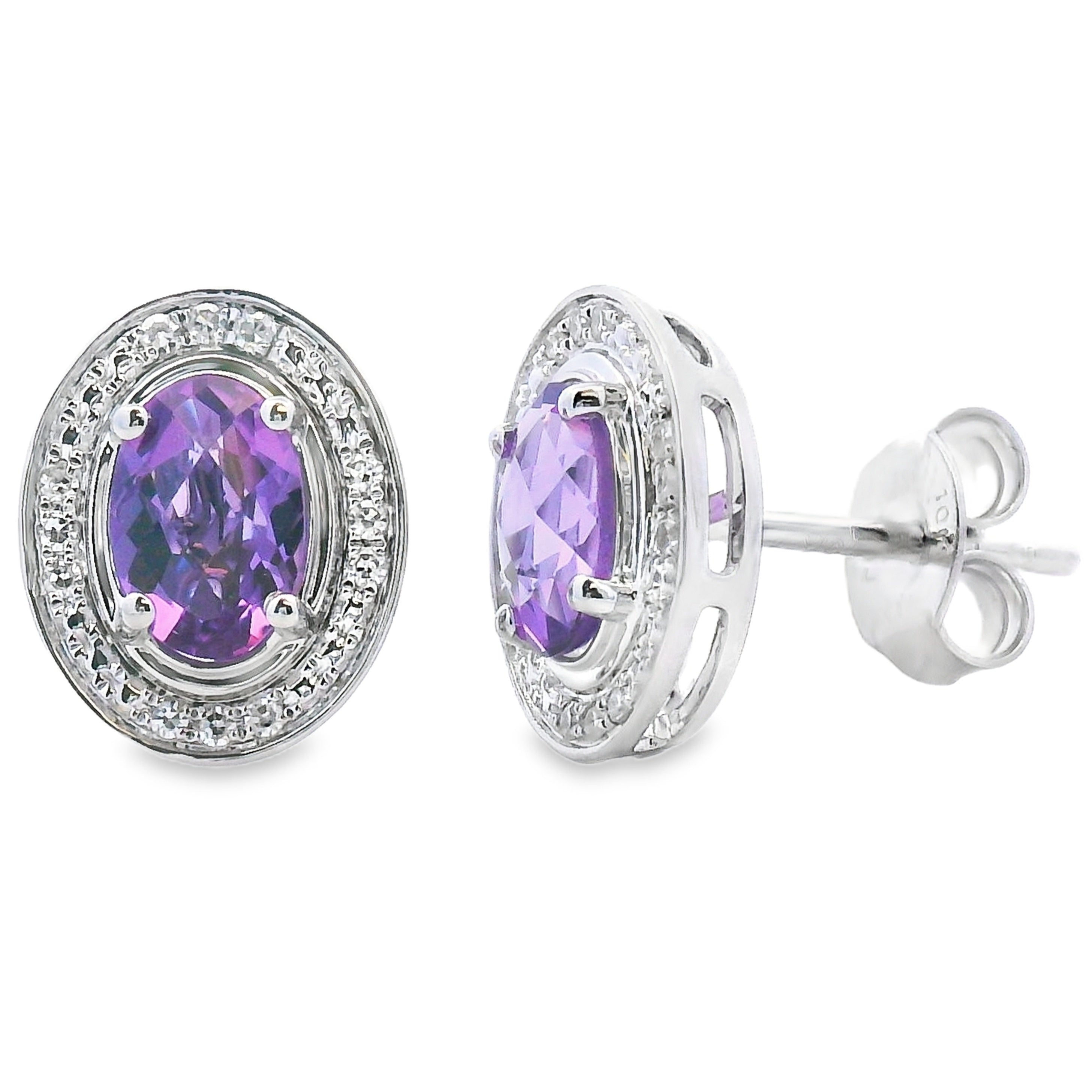 .88ct Amethyst Diamond Earrings 10KT White Gold
