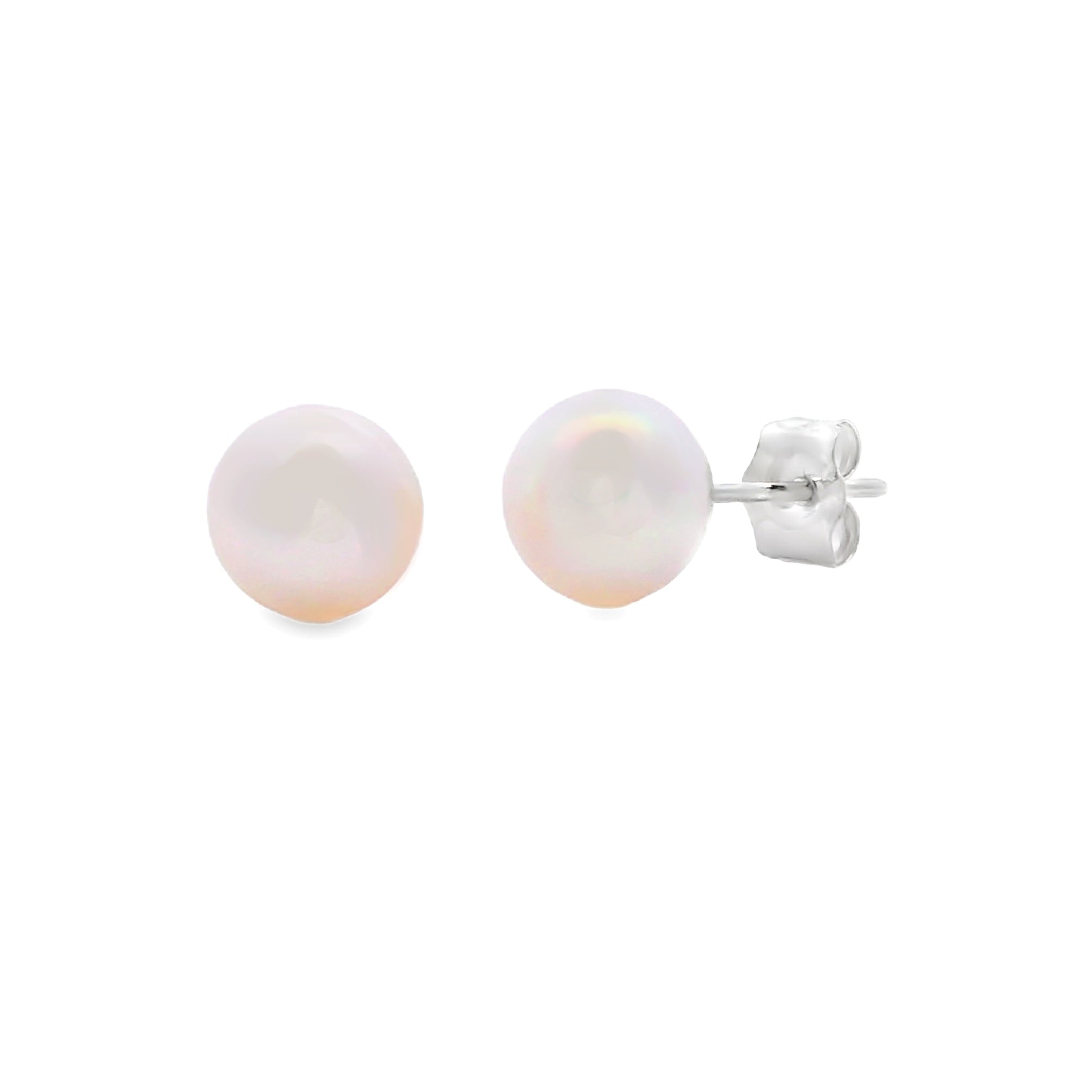 Natural FW Pearl Stud Earrings 14KT White Gold