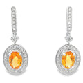 1.06ct Citrine Diamond Dangle Earrings 10KT White Gold