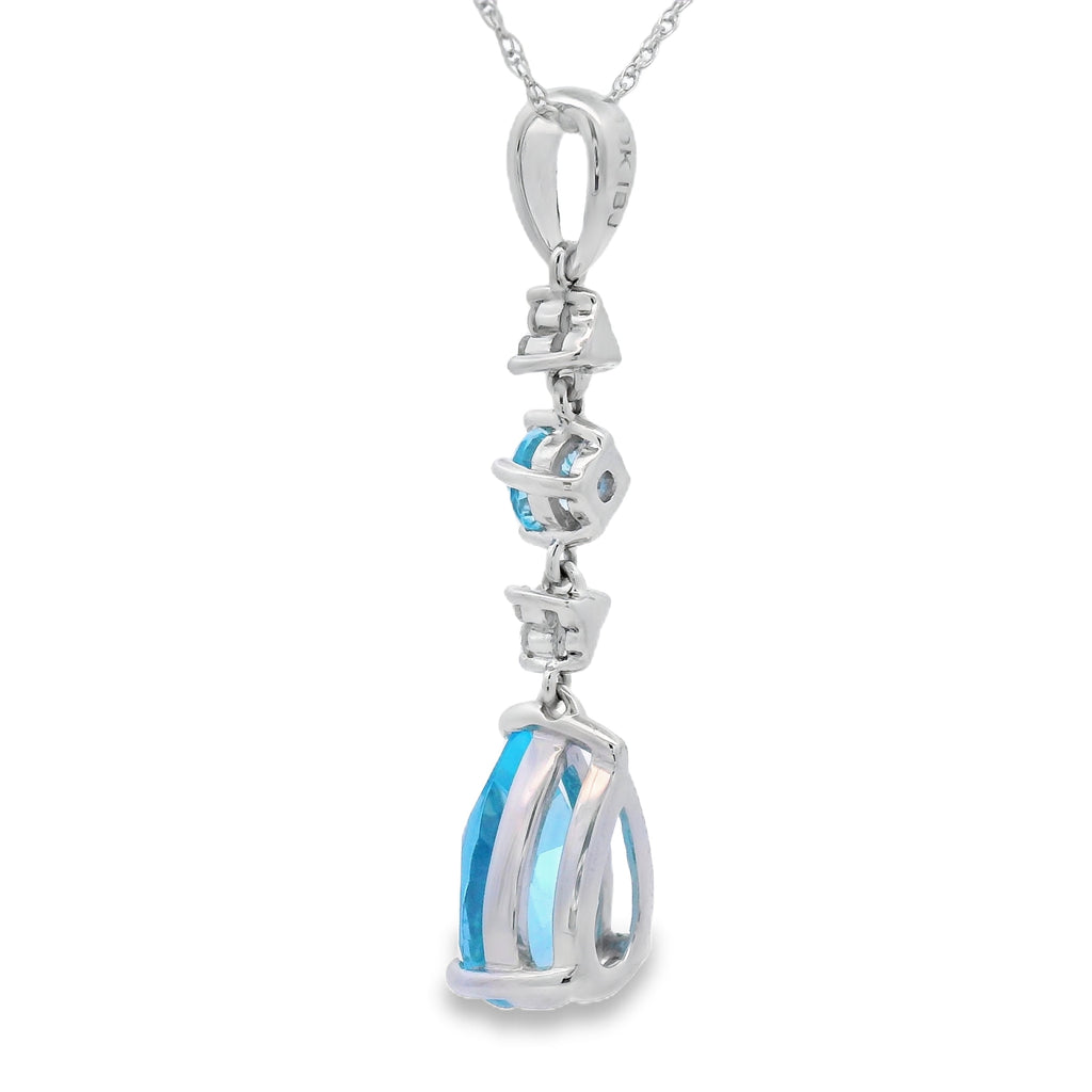 Blue Topaz Diamond Fashion Pendants 10KT White Gold