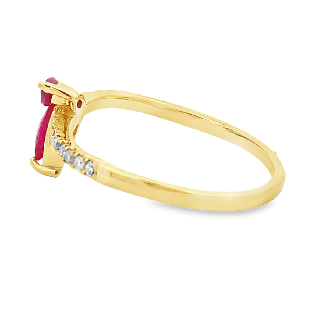 .35ct Ruby Diamond Ring 14KT Yellow Gold