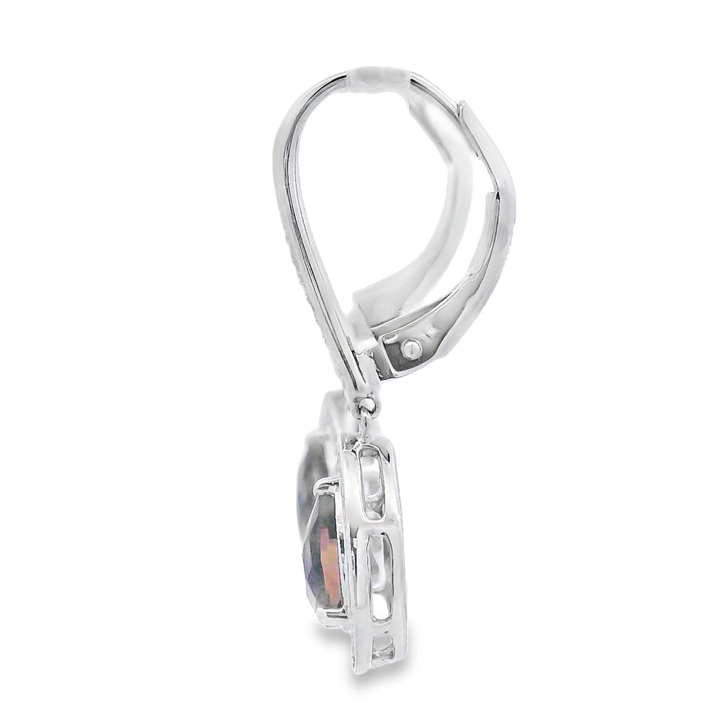 .87ct Quartz Diamond Dangle Earrings 10KT White Gold