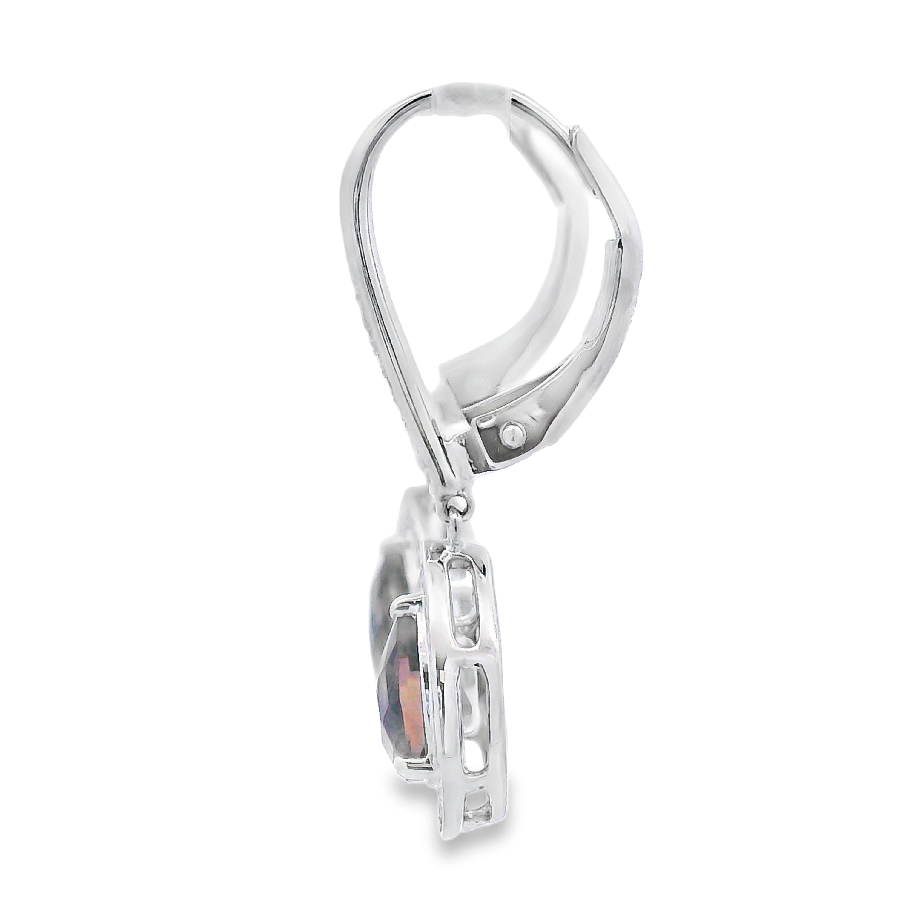 .87ct Quartz Diamond Dangle Earrings 10KT White Gold