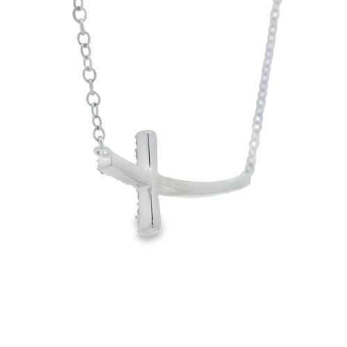 .26ct Diamond Cross Religious Pendant Sterling Silver