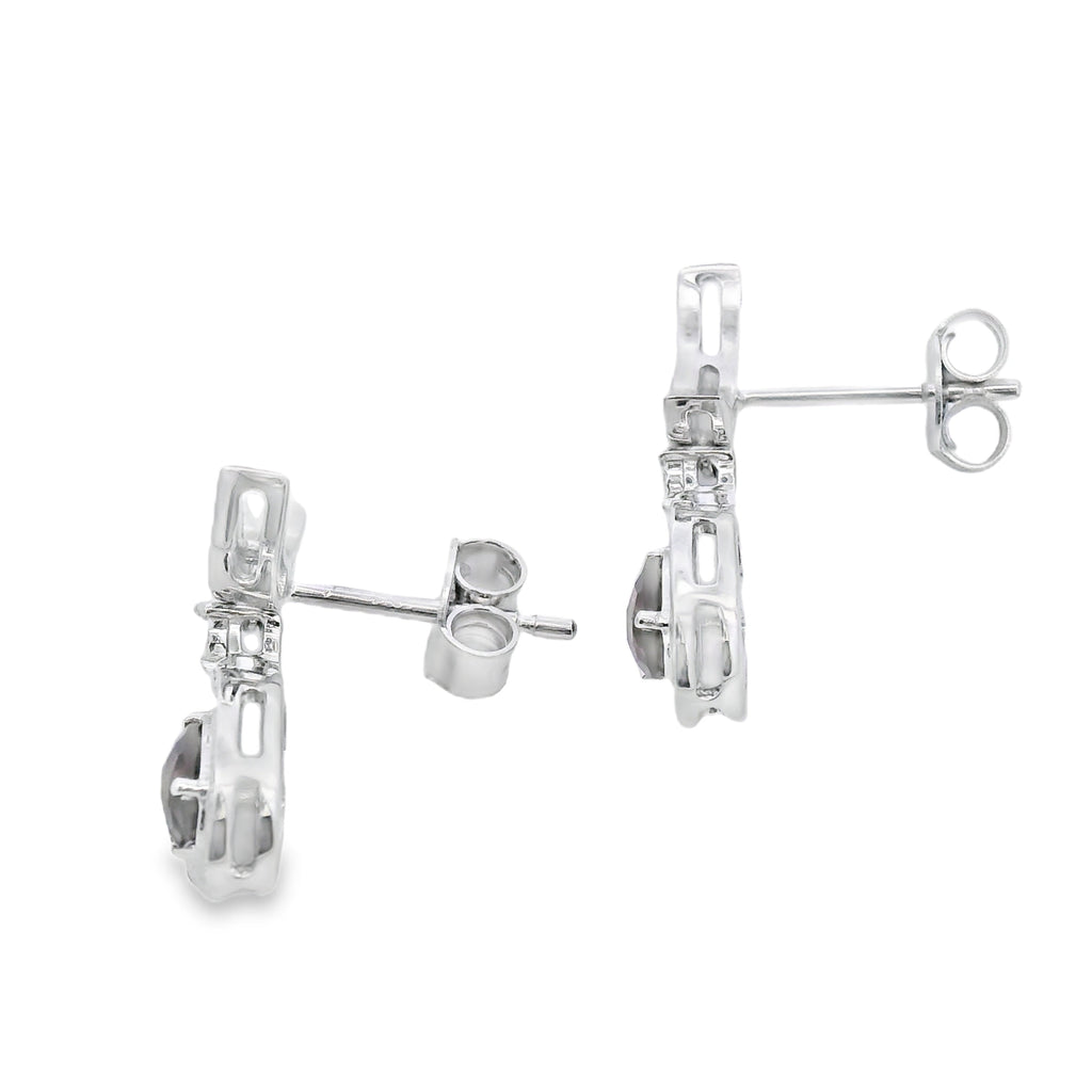 .47ct Quartz Diamond Dangle Earrings 10KT White Gold