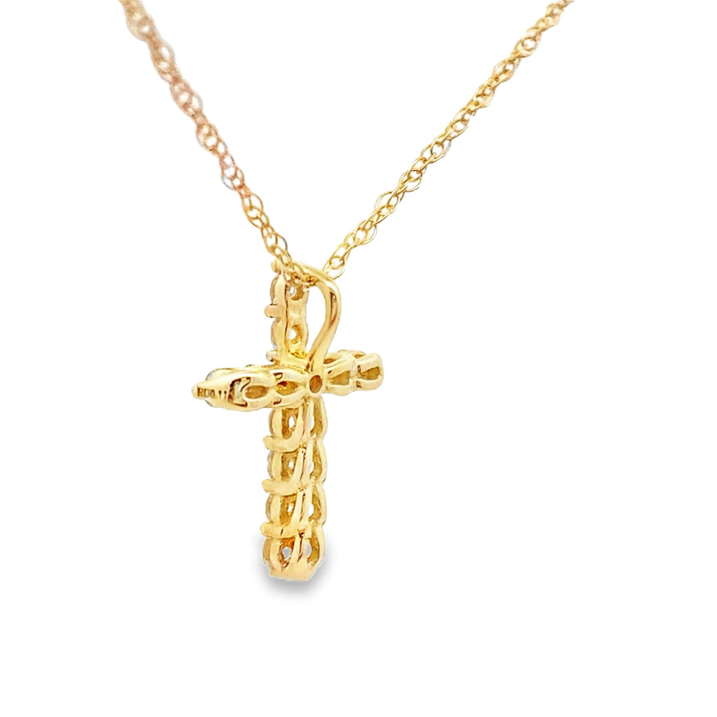 .11ct Diamond Cross Religious Pendant 14KT Yellow Gold