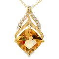 Citrine Diamond Fashion Pendants 10KT Yellow Gold