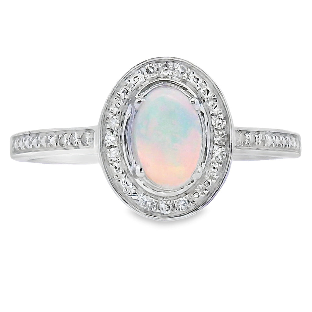 .36ct Opal Diamond Ring 10KT White Gold