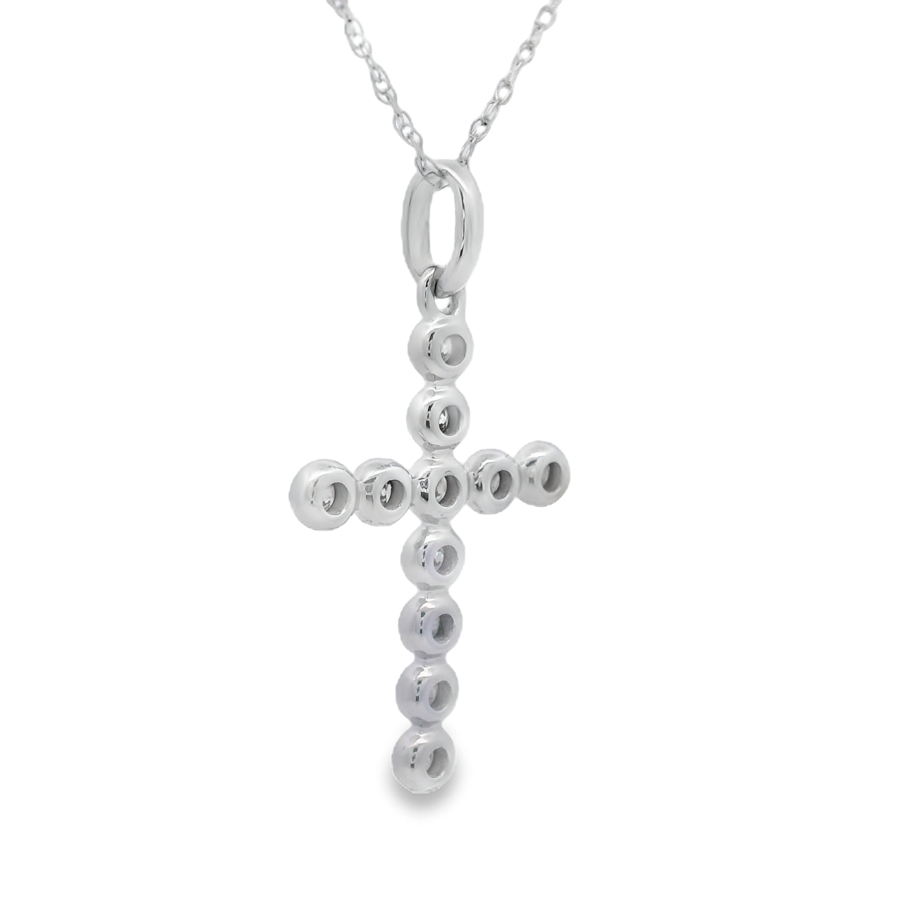 .12ct Diamond Cross Religious Pendant 14KT White Gold
