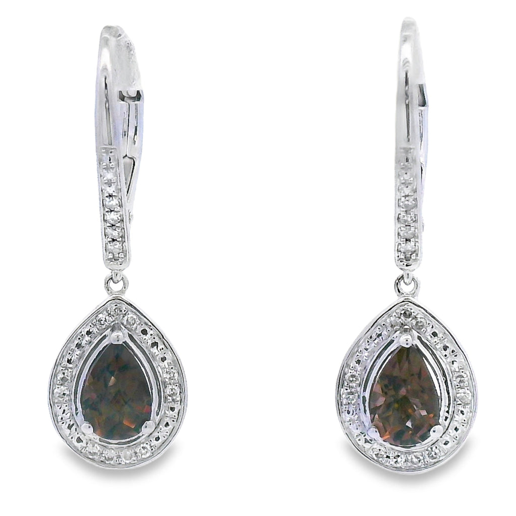 .87ct Quartz Diamond Dangle Earrings 10KT White Gold