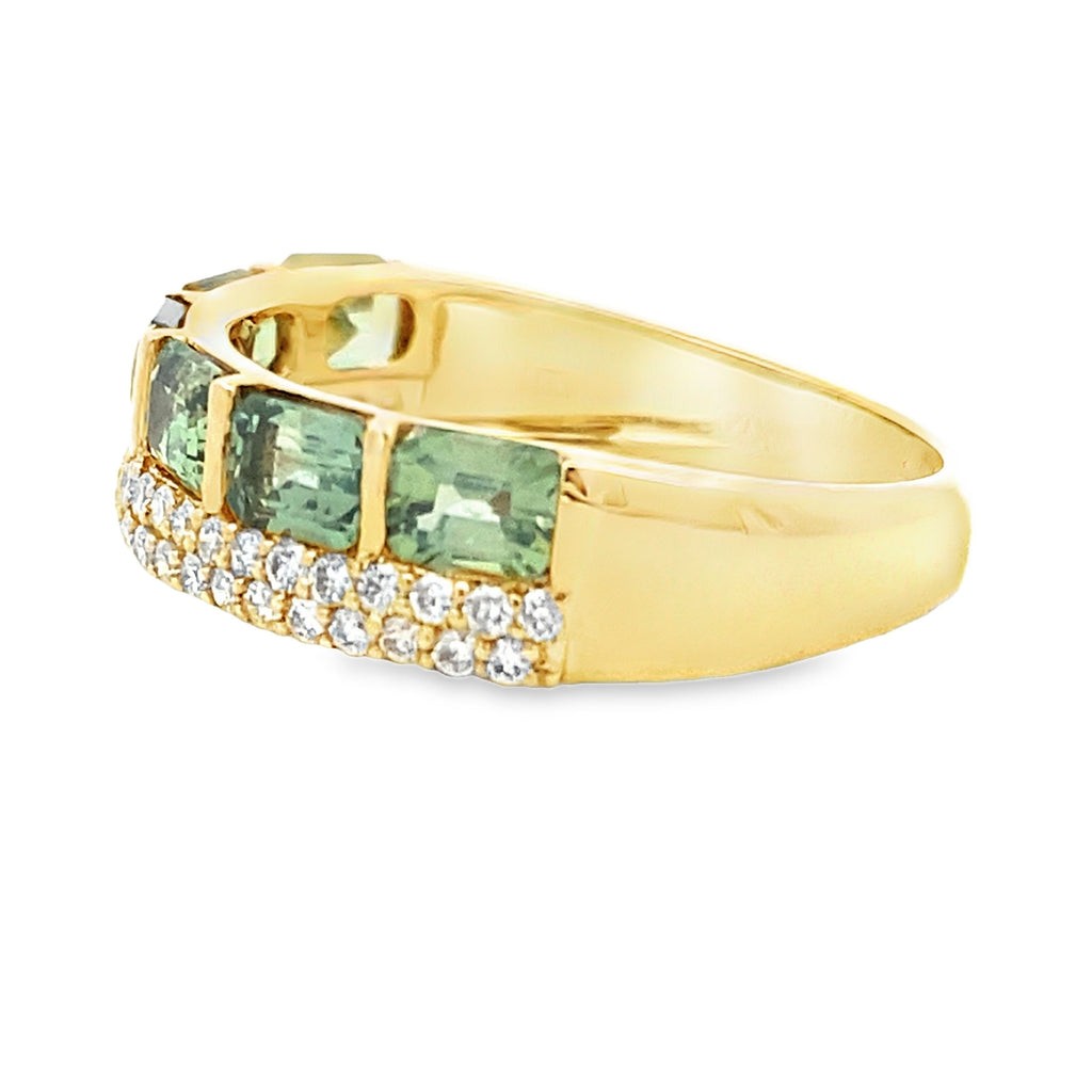 Green Sapphire Fashion band rings 14KT Yellow Gold