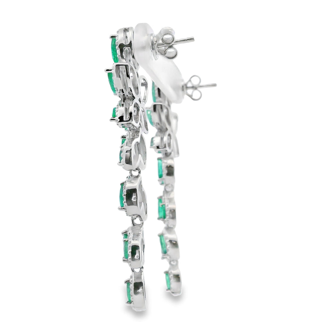 2.02ct Emerald Zircon Dangle Earrings Sterling Silver