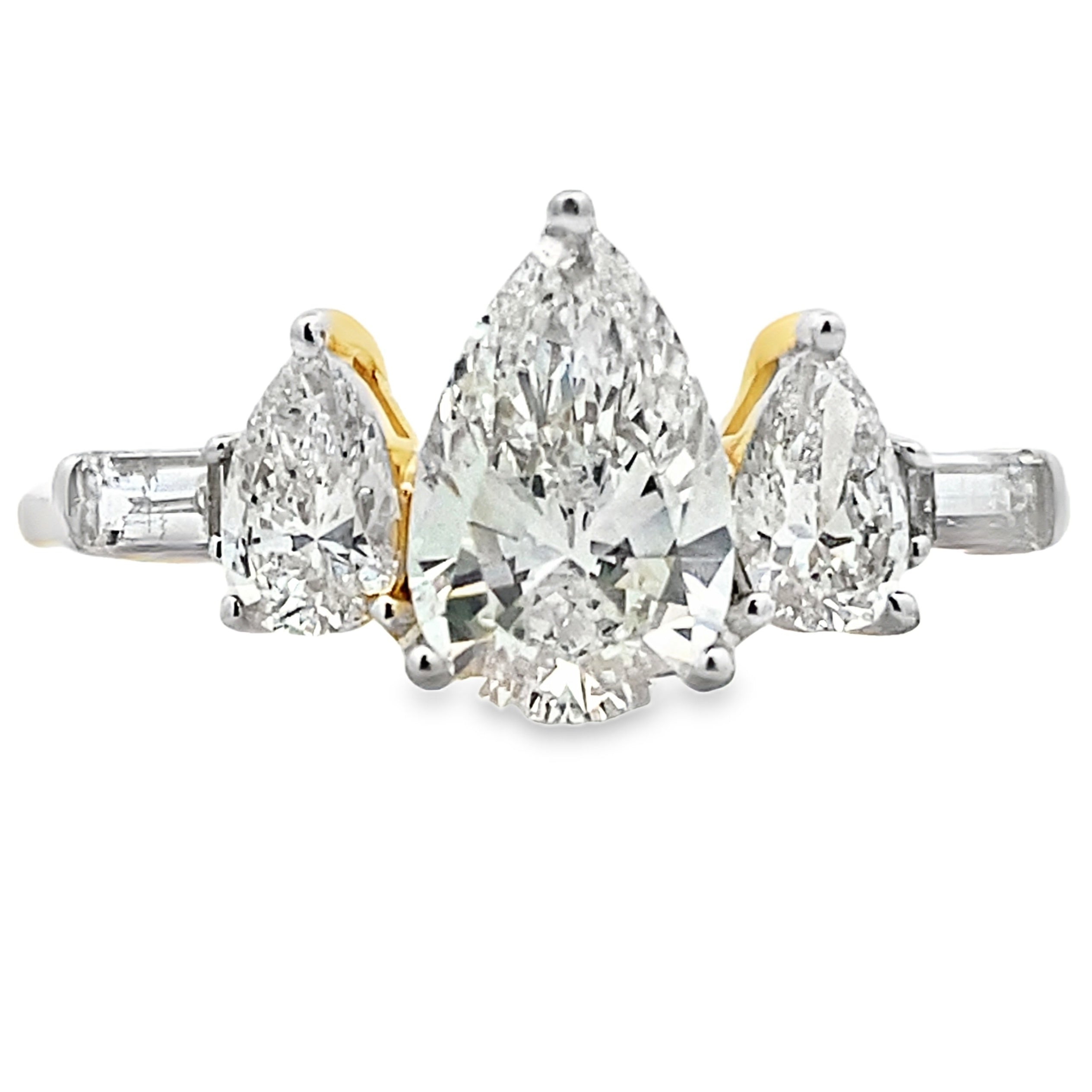 1.50ct Lab Grown Diamond 3 Stone Ring 14KT Yellow Gold