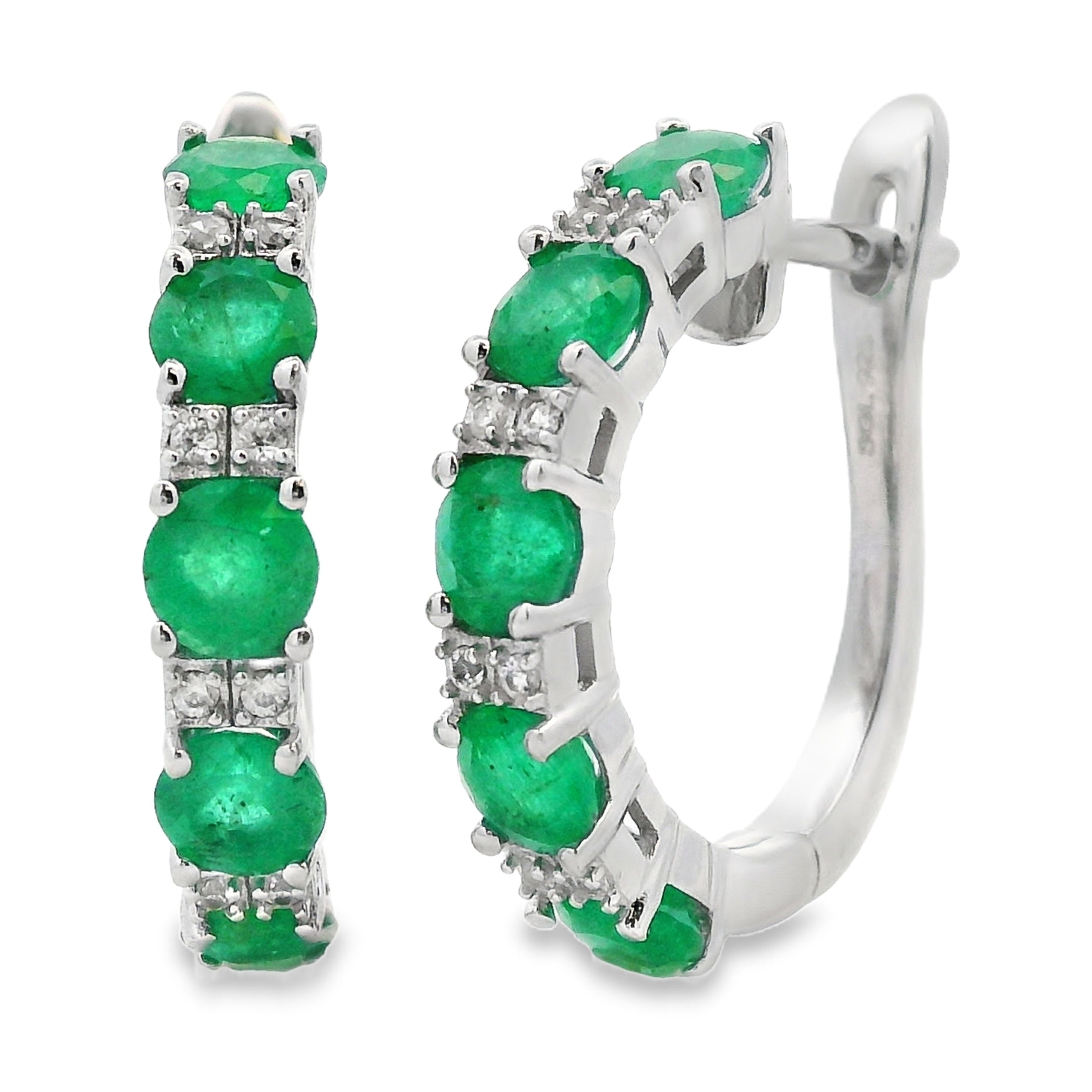 2.92ct Emerald Zircon Hoop Earrings Sterling Silver