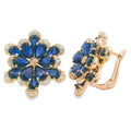 Sapphire Diamond Dangle Earrings 14KT Yellow Gold