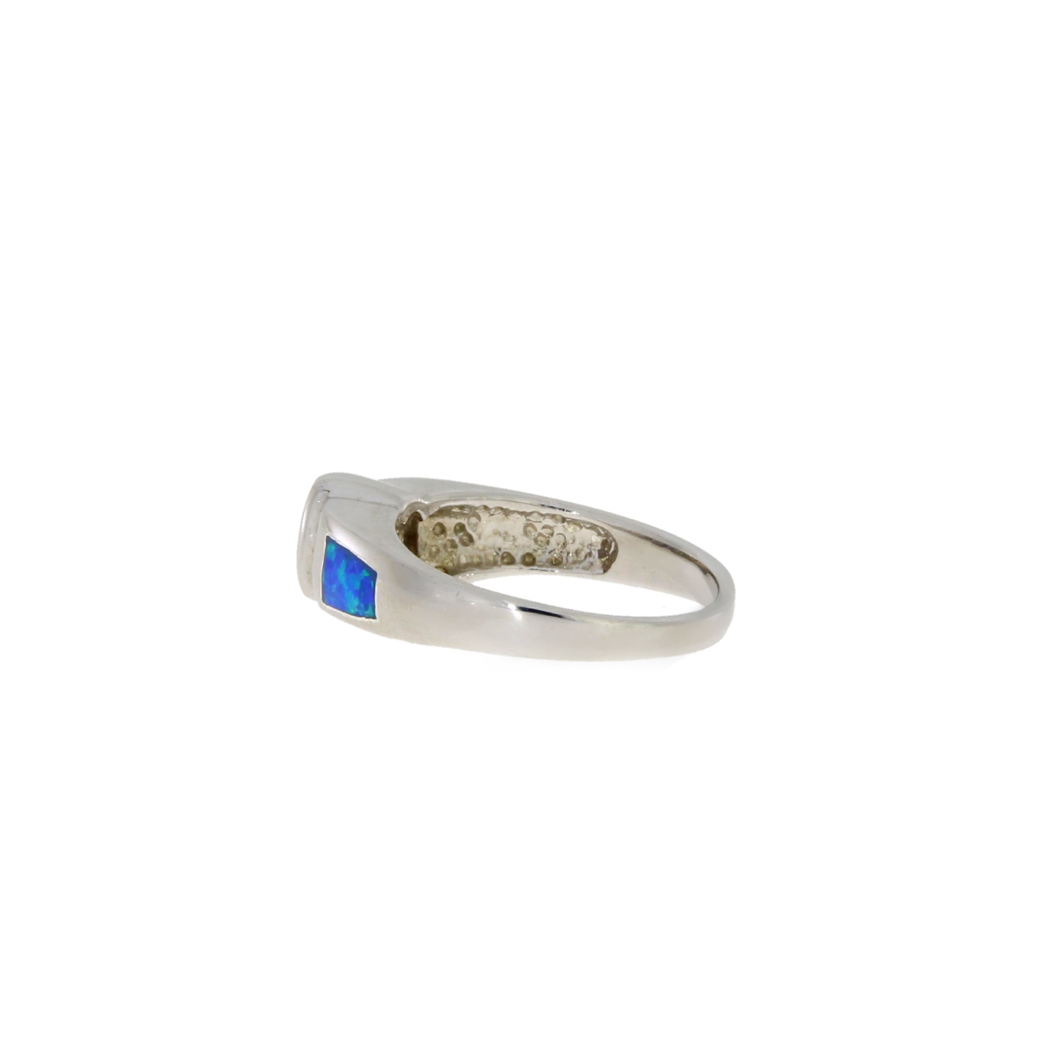Cubic Zirconia Created Opal Ring Sterling Silver