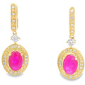 1.40ct Ruby Diamond Dangle Earrings 10KT Yellow Gold