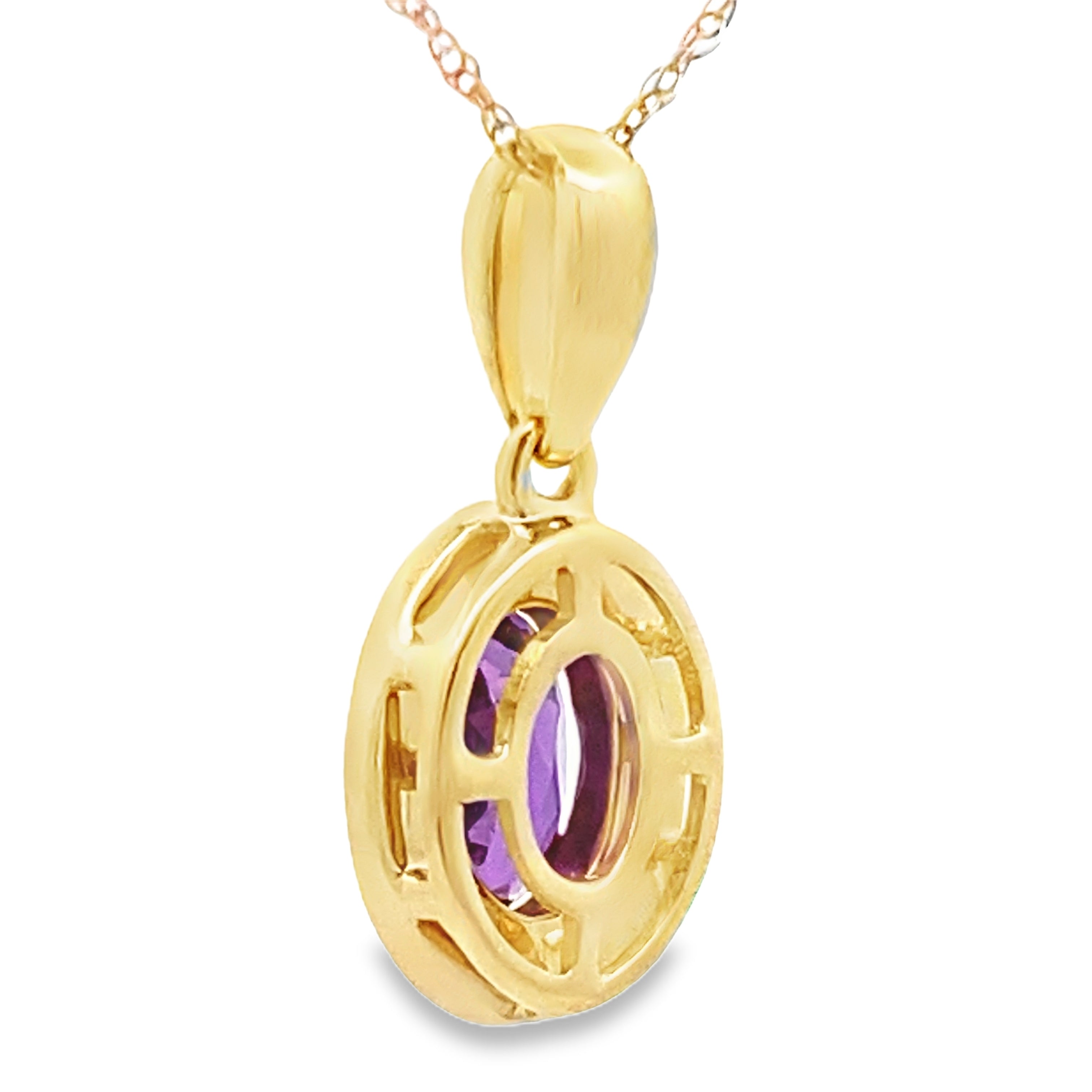 Amethyst Diamond Fashion Pendants 10KT Yellow Gold