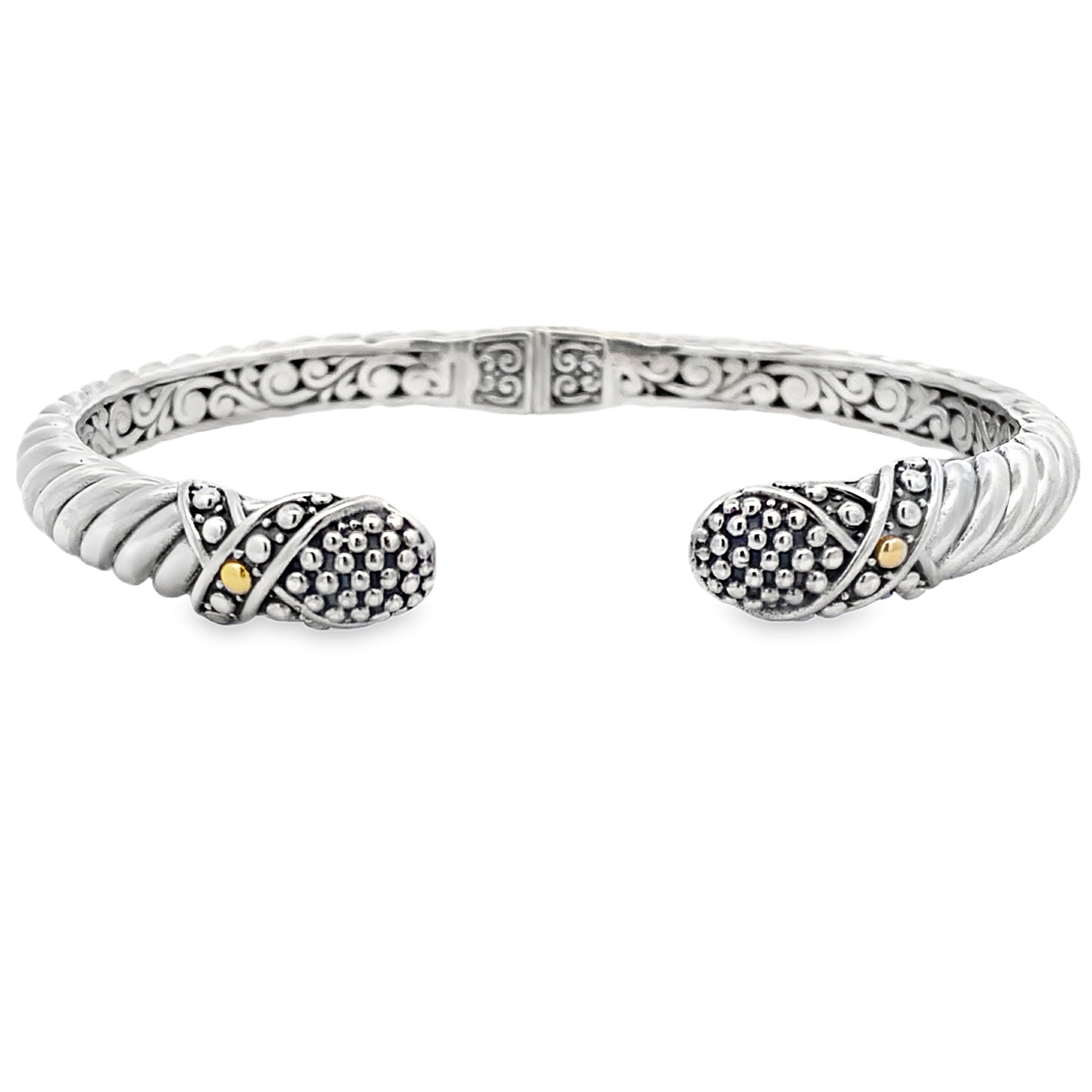 Bangle Bracelet Sterling Silver 18KT Gold