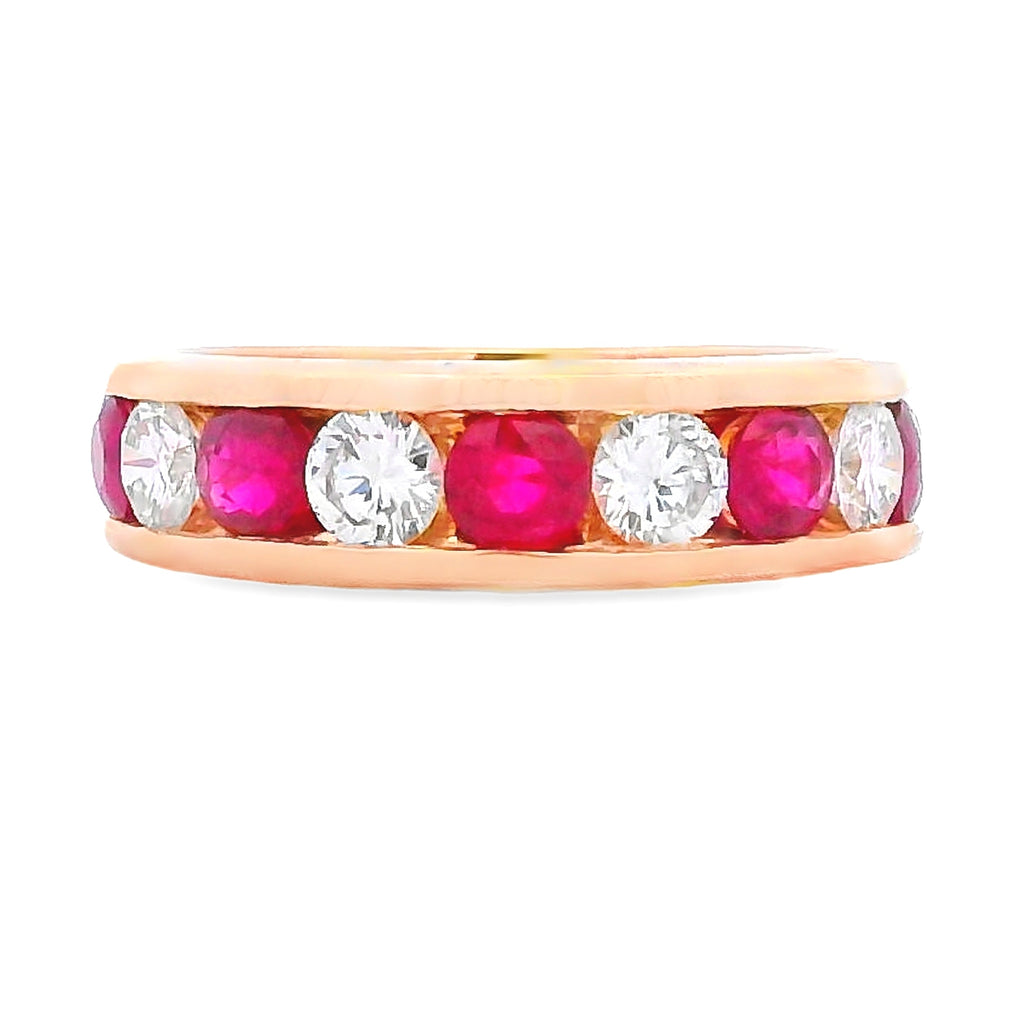 2.50ct Ruby Diamond Wedding Band Ring 14KT Yellow Gold