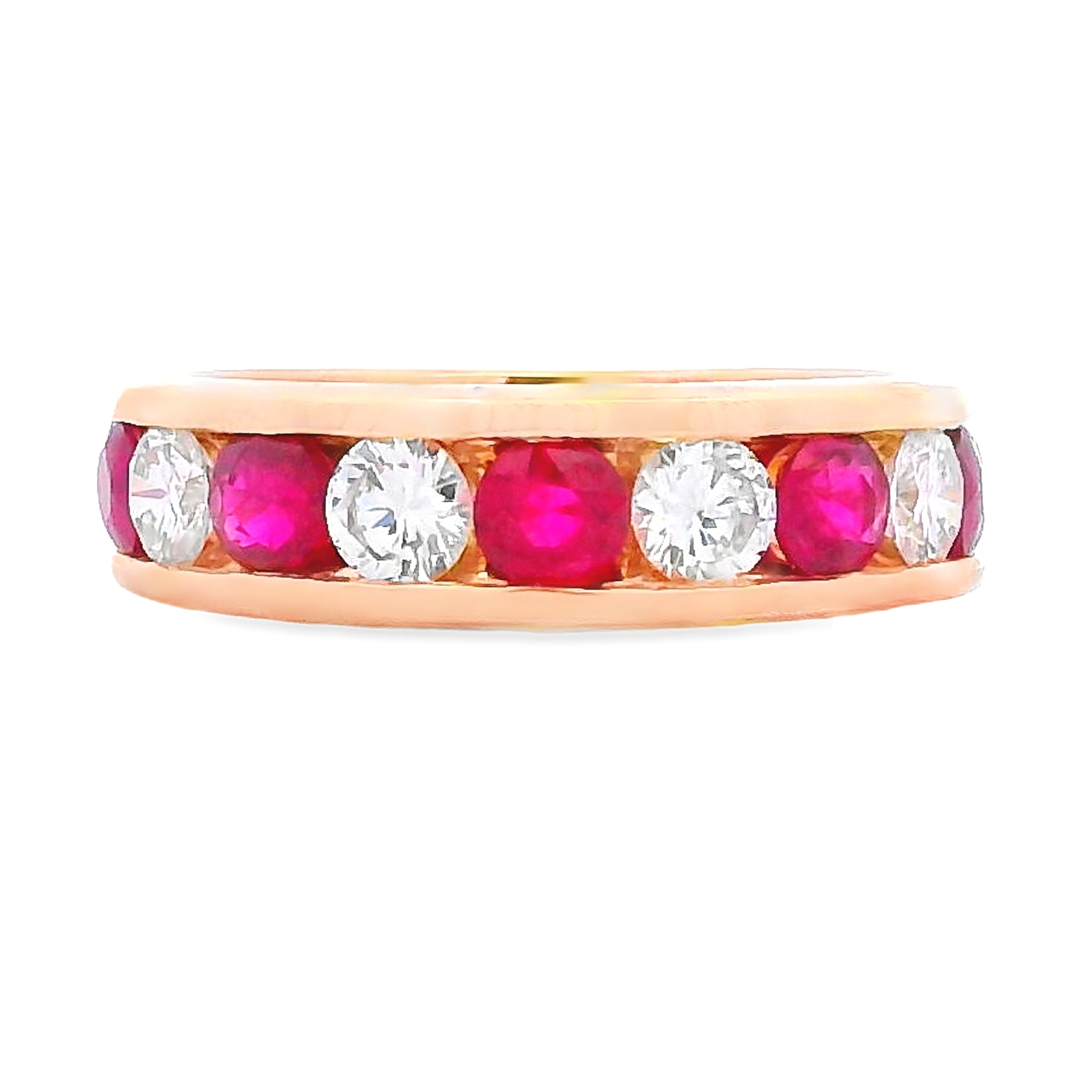 2.50ct Ruby Diamond Wedding Band Ring 14KT Yellow Gold