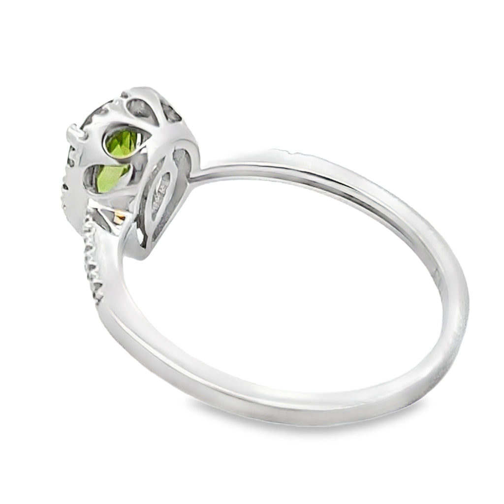 1.10ct Peridot Diamond Ring 14KT White Gold