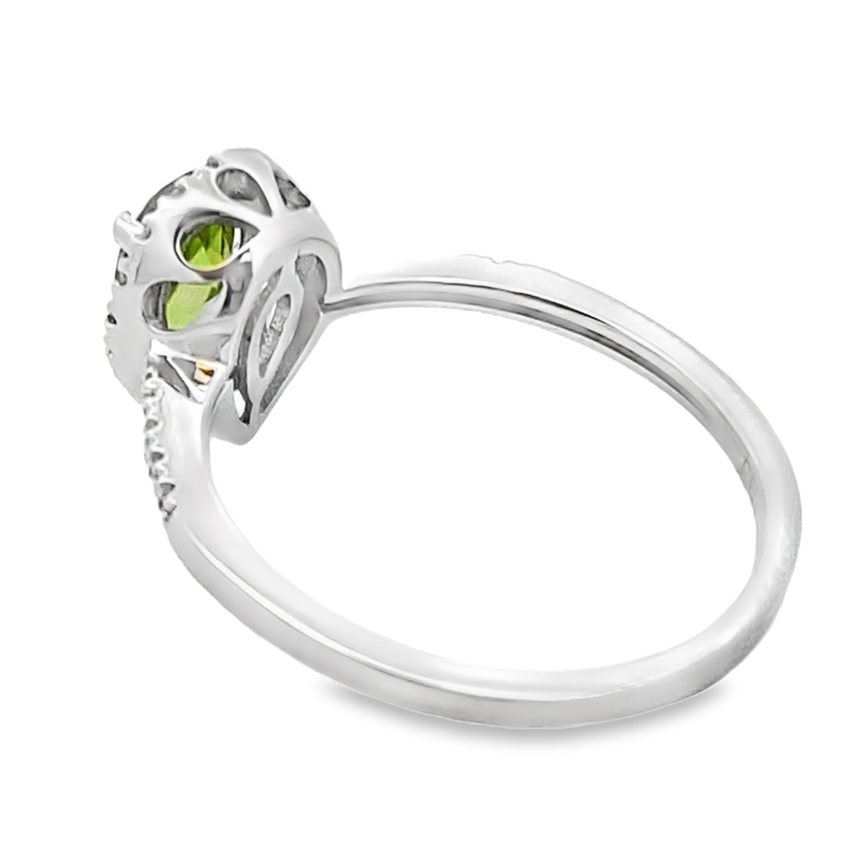 1.10ct Peridot Diamond Ring 14KT White Gold
