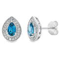 London Blue Topaz Diamond Stud Earrings 10KT White Gold