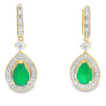 Chalcedony Diamond Dangle Earrings 10KT Yellow Gold