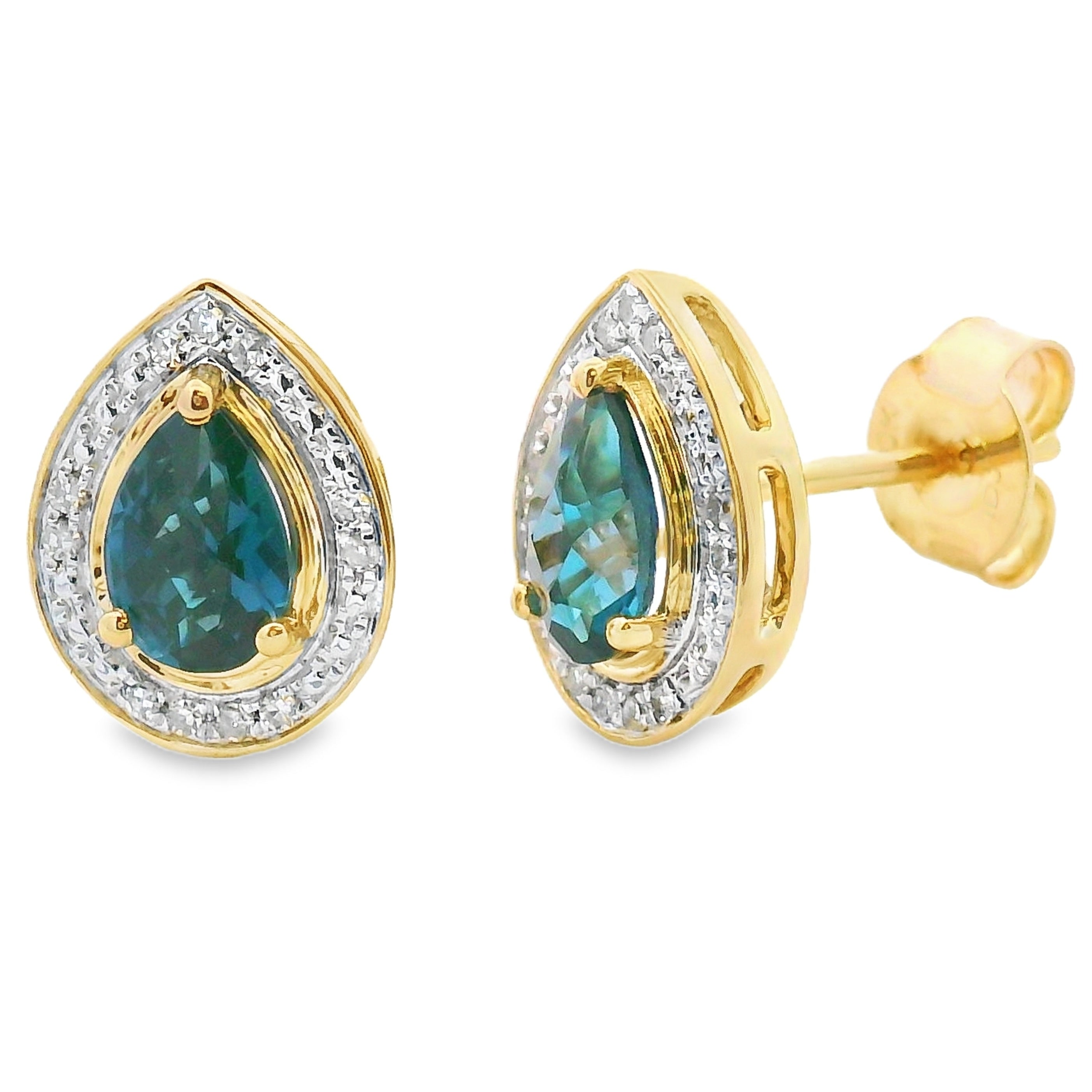 London Blue Topaz Dangle Earrings 10KT Yellow Gold