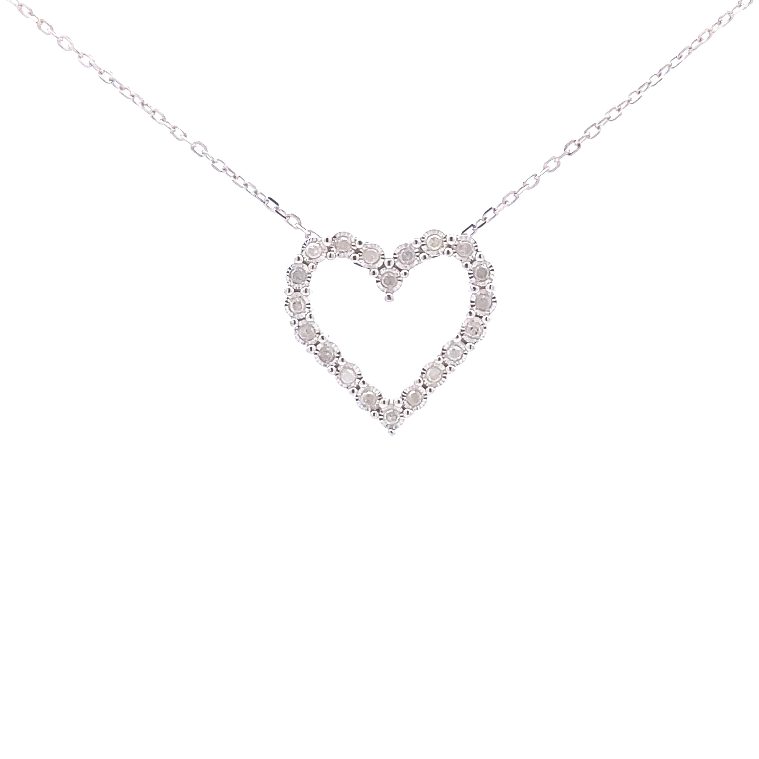 .25ct Diamond Heart Love Pendant Sterling Silver