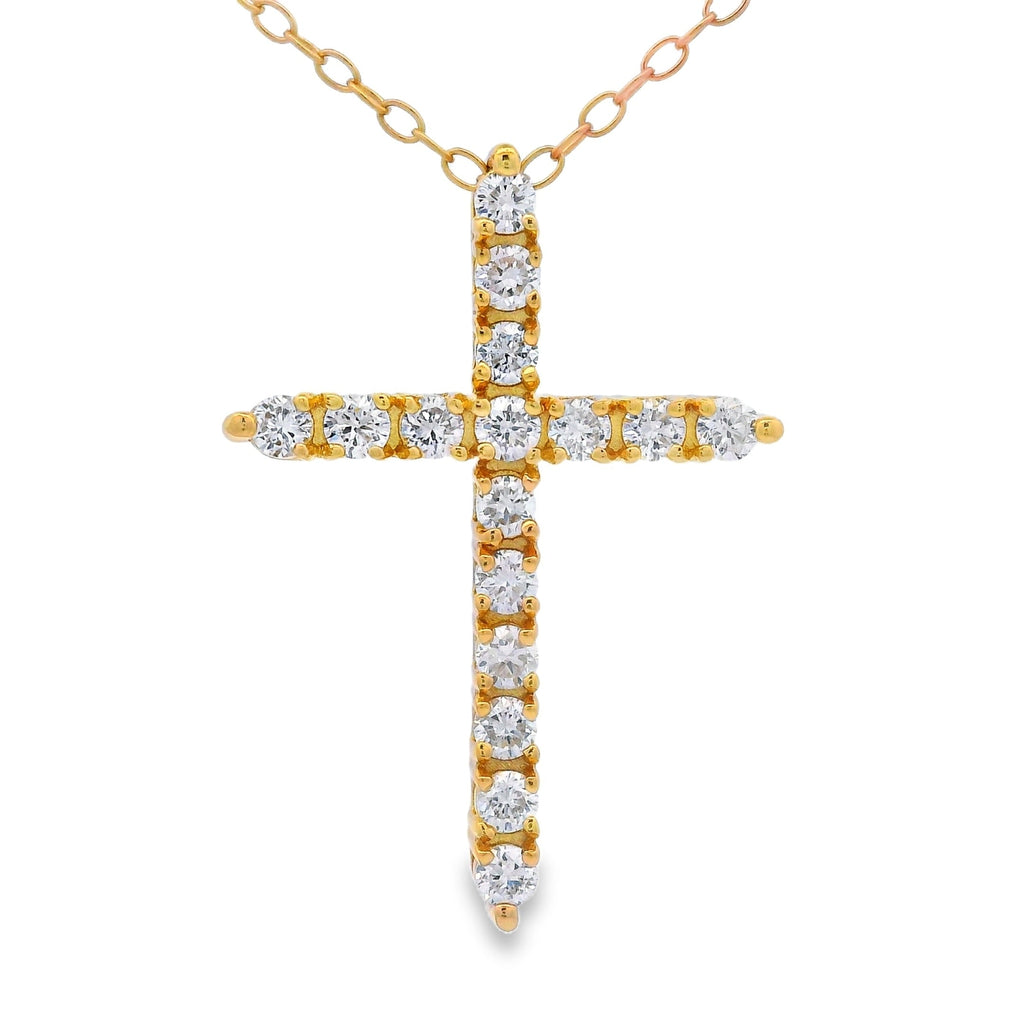 Natural .55ct Cross Religious Pendant Sterling Silver