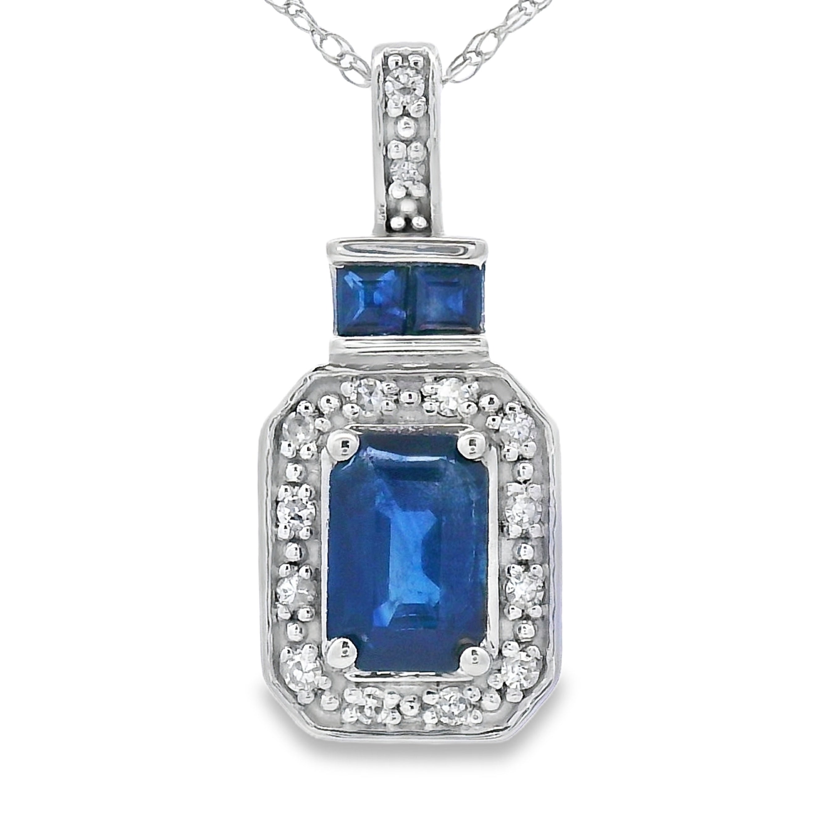 .84ct Sapphire Diamond Fashion Pendants 14KT White Gold