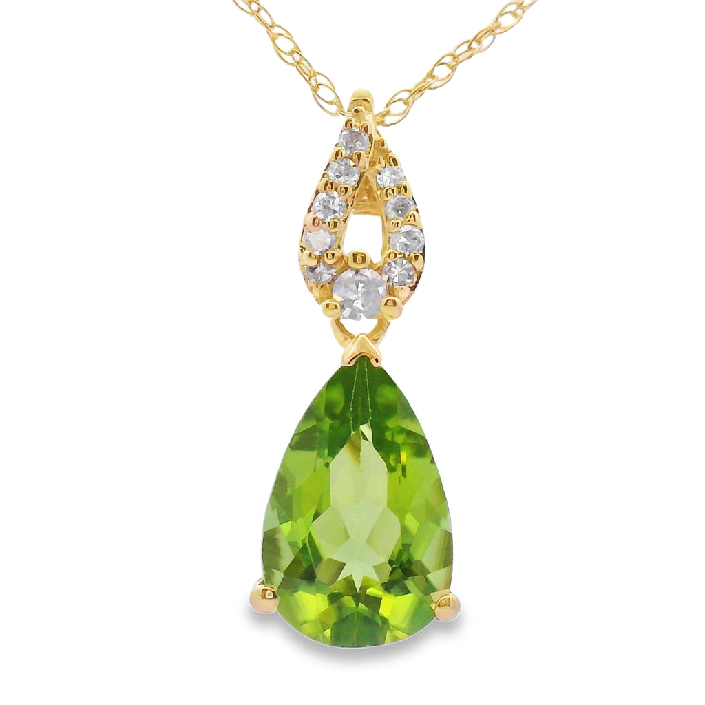 Peridot Diamond Fashion Pendants 10KT Yellow Gold