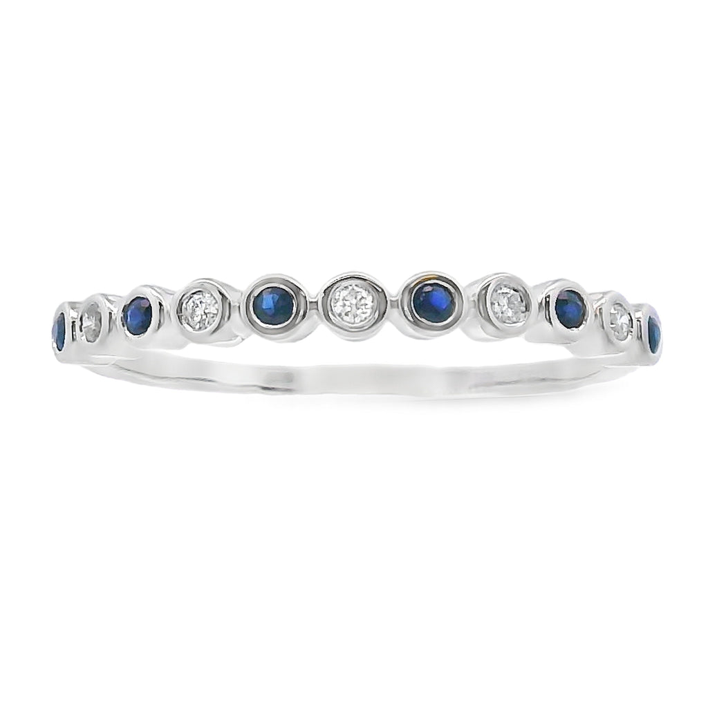 Sapphire Diamond stackable band set 14KT White Gold