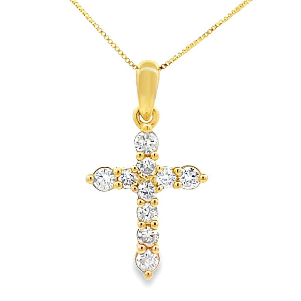 .23ct Diamond Cross Religious Pendant 14KT Yellow Gold